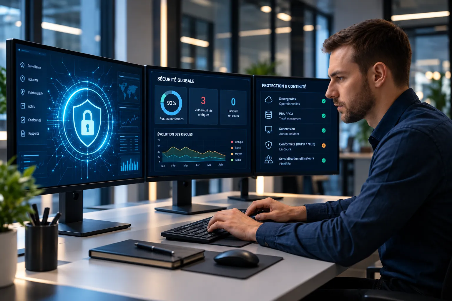 Tableau de bord de supervision de la sécurité informatique